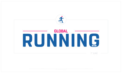 Global Running Day on white background, Typographic Design of Global Running Day, Vector Design of Global Running Day, Global Running Day Design