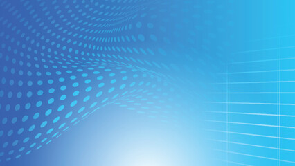 Abstract creative wavy dot pattern with grid line on gradient blue background. Vector illustration.