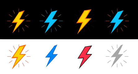 set of lightning bolt icon