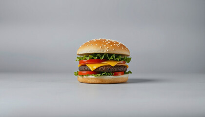 4k ULTRA HD Cheeseburger Overlay on Neutral Background with Realistic Detail