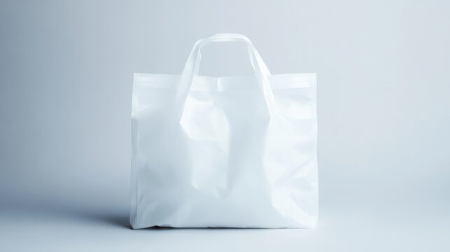 A blank white plastic bag template.  It's ready for your design and logo.
