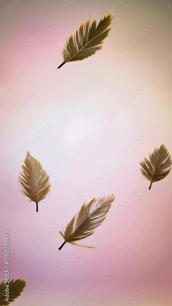 Poster a feather is shown in the image. it is white and has a pink background. the feather is the main focu