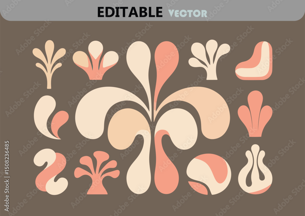 Poster retro floral vector pattern with earthy tones and abstract shapes perfect for backgrounds textiles a
