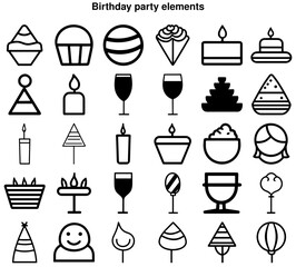 Birthday Party Essentials Vector Set