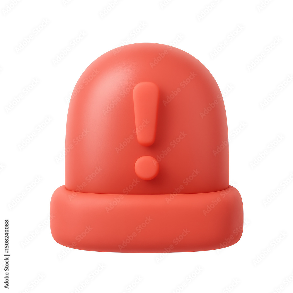 Poster alert icon: a stylized 3d rendering of an alert icon, featuring a bold exclamation point set against