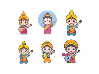 Goddess Saraswati cartoon