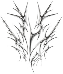 Abstract metallic futuristic 3D tribal y2k chrome shape, aesthetic cyber gothic style neotribal tattoo design