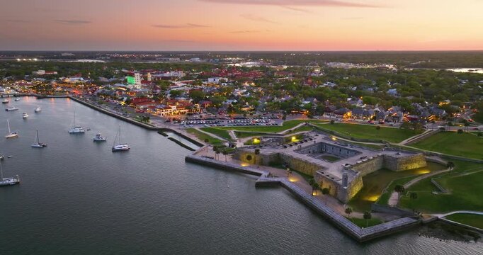 St Augustine, Florida. Historic fort Castillo de San Marcos, National Monument open to public, travel destination for families and tourists on vacation in Florida.