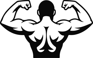 muscular man icon, flexing bicep silhouette, strong man vector, muscle silhouette, man flexing arm, bodybuilder silhouette