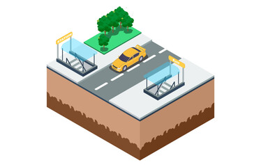 isometric illustration of the way the subway, vector illustration