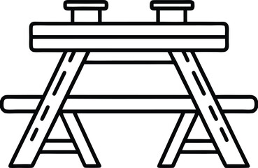 Independence Day Picnic Table Line Art Design