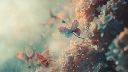 watercolor botanical Hydrangea flowers texture template background.Elegant wedding invitation card background . Minimal hand painted Design for wedding or Valentine's Day