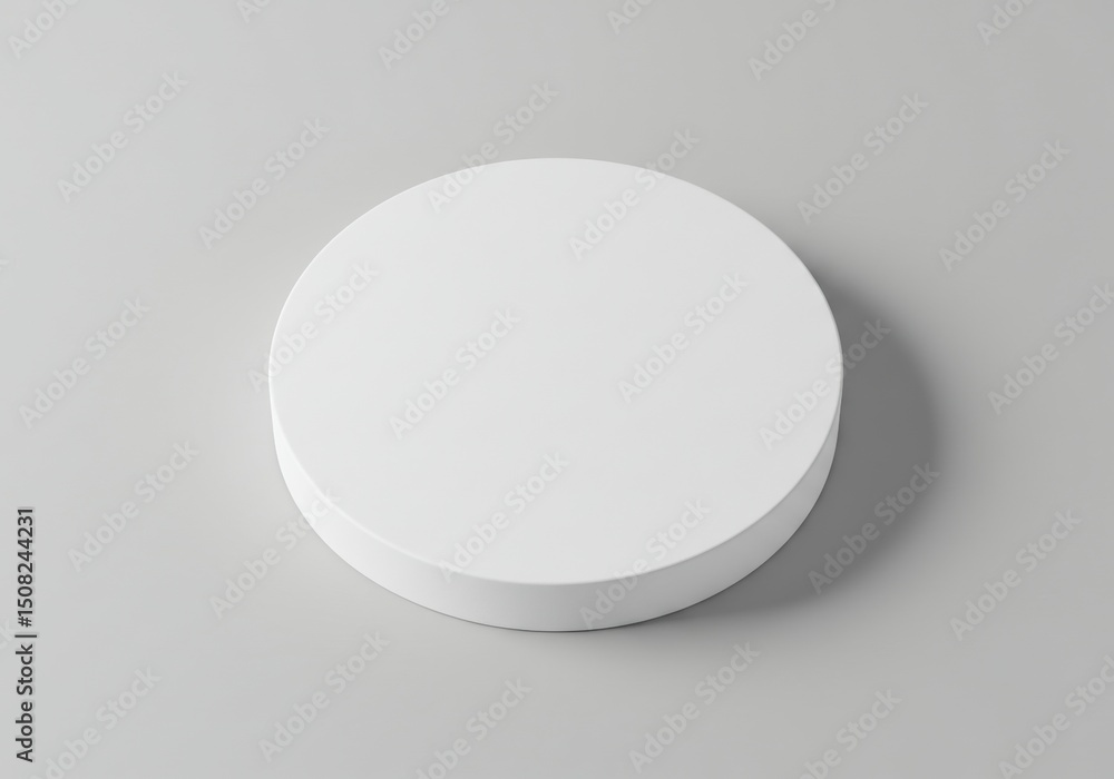Poster minimalist white circular platform on gray background for product display