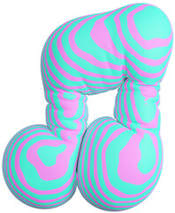 3D Fun colorful inflatable abstract balloon shape. Playful creative graphic form isolated clipart. Render of geometric modern y2k illustration