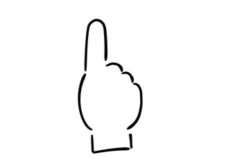 手書き風の手のイラスト　指差し　白塗り