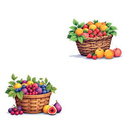 Vsai two wicker baskets overflowing with fresh fruit, a symbol of abundance