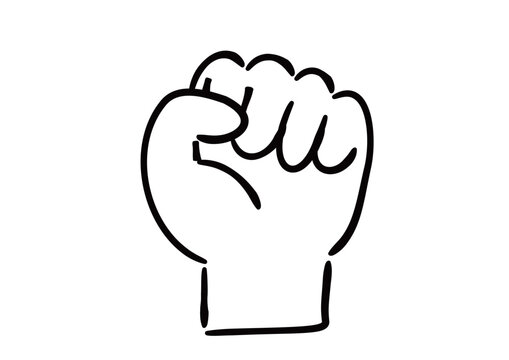 recommend clip art: 手書きの手のイラスト　握りこぶし　白塗り線画