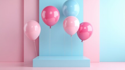 Happy birthday greeting and Birthday cake and inflatable balloons,invitation card template,congratulations,Festive cake concept.