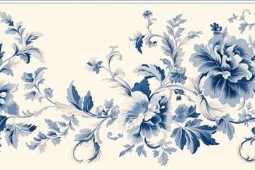 Blue Vintage Border Pattern Art