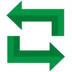 Turn right and left arrow icon in green color