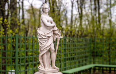 Statues of the summer garden in St. Petersburg in Russia.