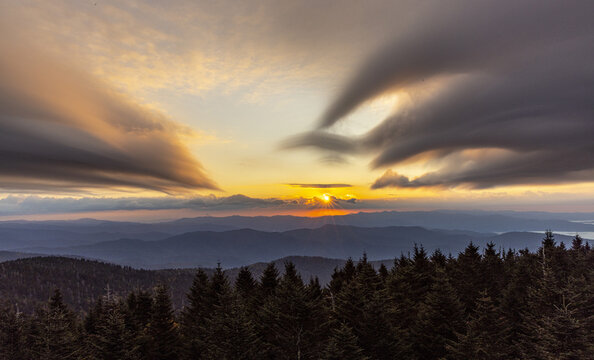 Sunrise at Clingmans dome in Great Smokey Mountains national park.