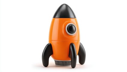 Fototapeta premium Orange rocket toy, glossy finish, simple design