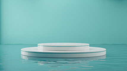 "Minimalist Podium Set in Serene Water"

