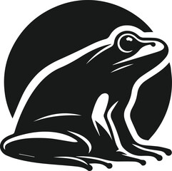 Silhouette of a frog vector drawing black