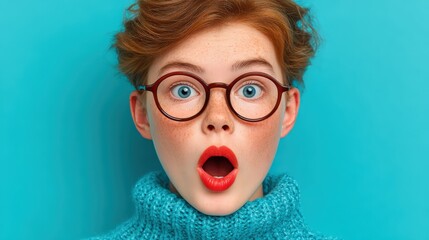 Joyful Child with Eyewear and Bright Red Hair in Close-Up Selfie