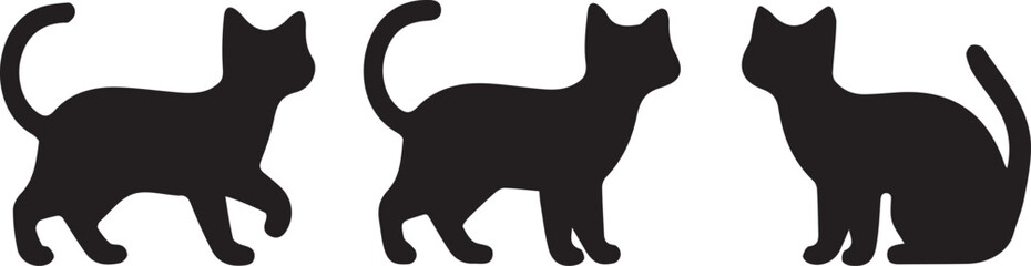 cat silhouette, feline vector, domestic cat icon, kitten silhouette, house cat vector, pet cat icon, sitting cat silhouette