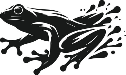 Fototapeta premium Silhouette of a frog vector drawing black