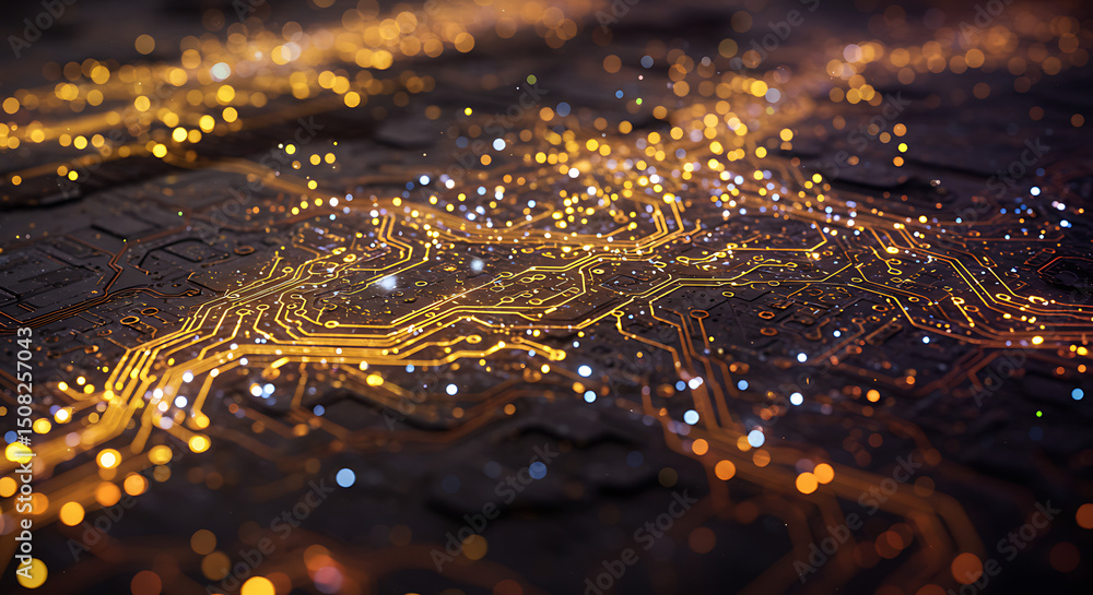Poster abstract glowing circuit board technology background digital data network electronic connections