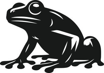 Silhouette of a frog vector drawing black