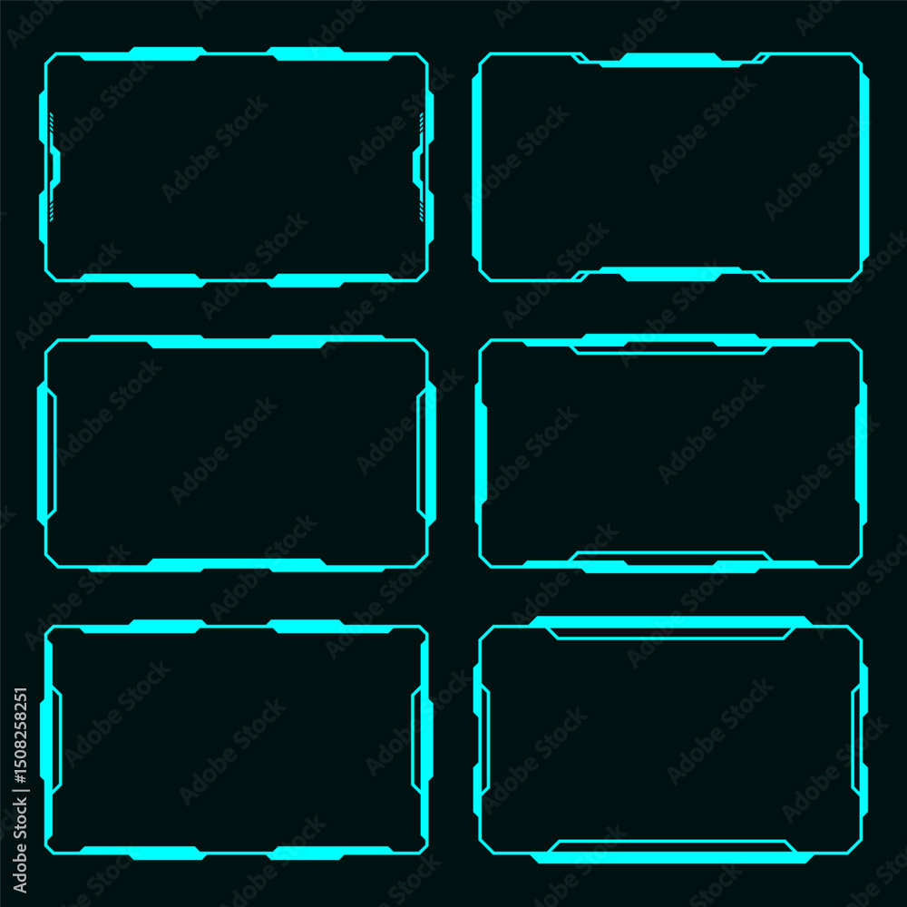 Aufkleber frame futuristic technology set hi tech element. hud focus sci-fi square shape design.