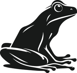 Silhouette of a frog vector drawing black