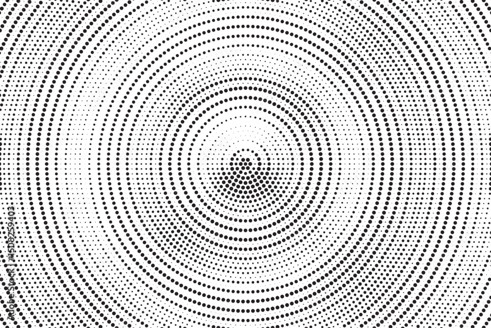 Leinwandbilder radial halftone gradient background. dotted concentric texture with fading effect. black and white c