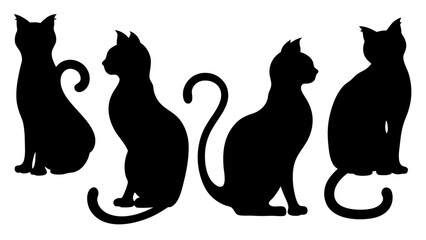 Cat silhouette different vector illustration