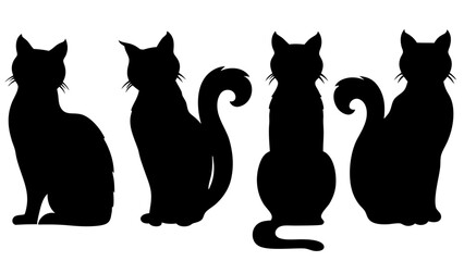 Cat silhouette different vector illustration