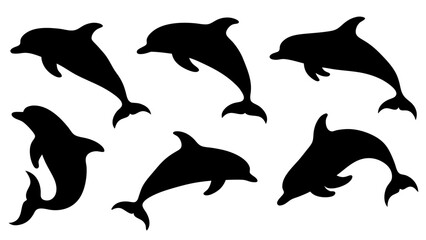 set of dolphin silhouettes
