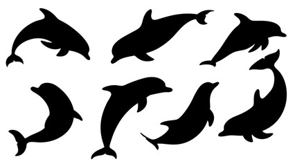 set of dolphin silhouettes