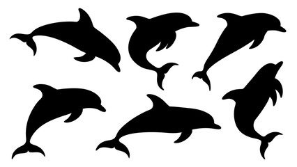 set of dolphin silhouettes