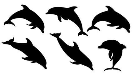 set of dolphin silhouettes