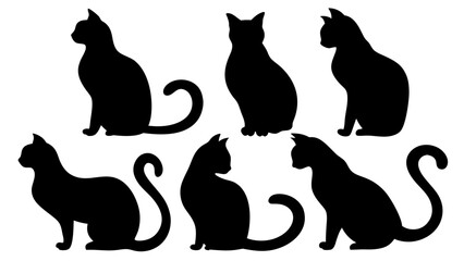 Cat silhouette different vector illustration