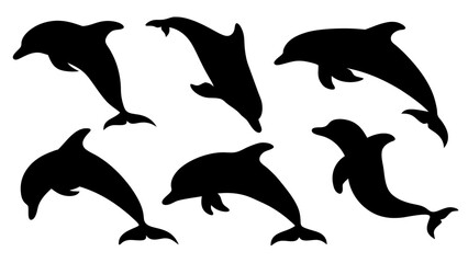 set of dolphin silhouettes