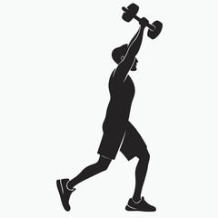 Man Lifting Dumbbells In Gym Black Silhouette Vec