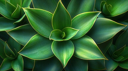 Obraz premium Photorealistic Close-Up of Sansevieria Snake Plant Leaves Displaying Vibrant Green Tones and Textures