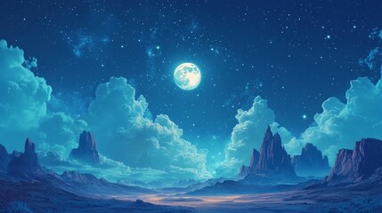 Moonlit Desert Landscape