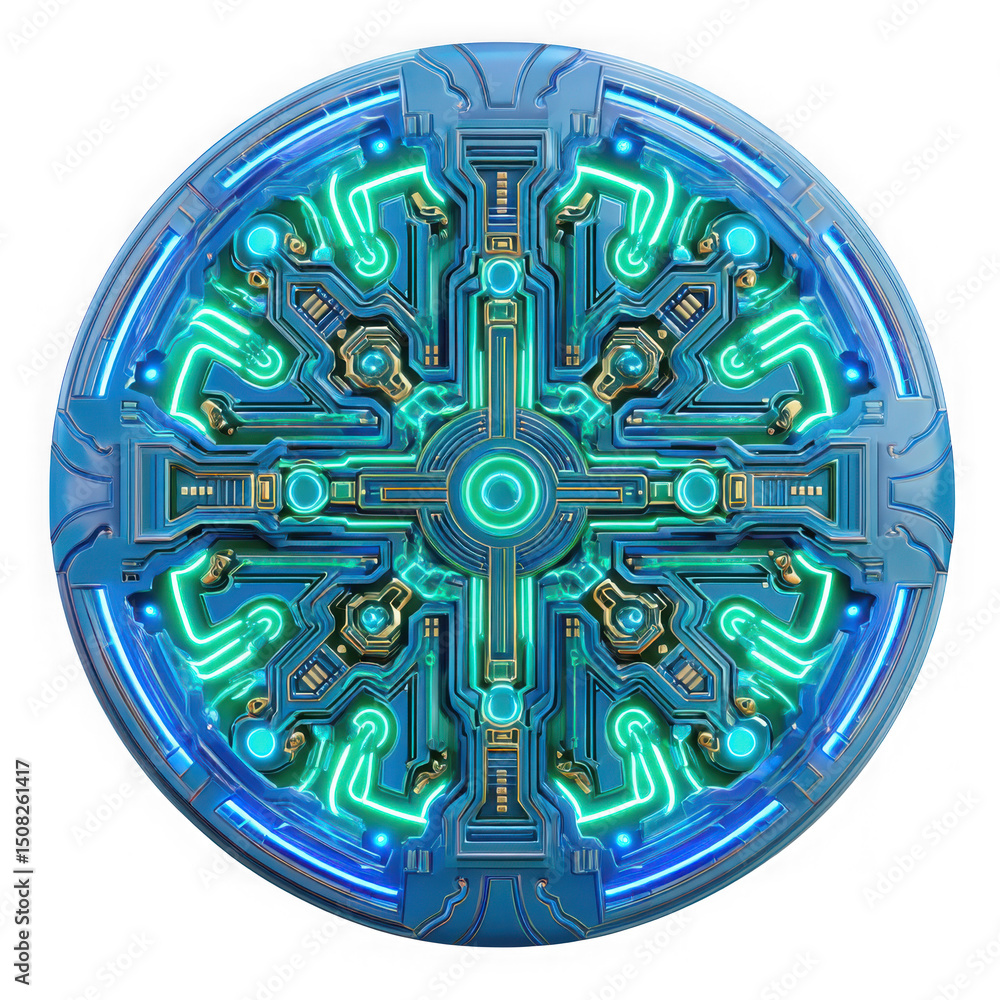 Poster futuristic circular tech panel isolated on transparent background