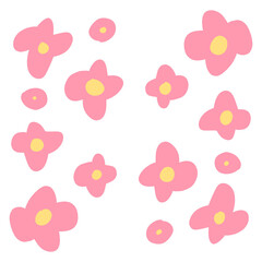 手描きのカラフルな花のパターンイラスト
